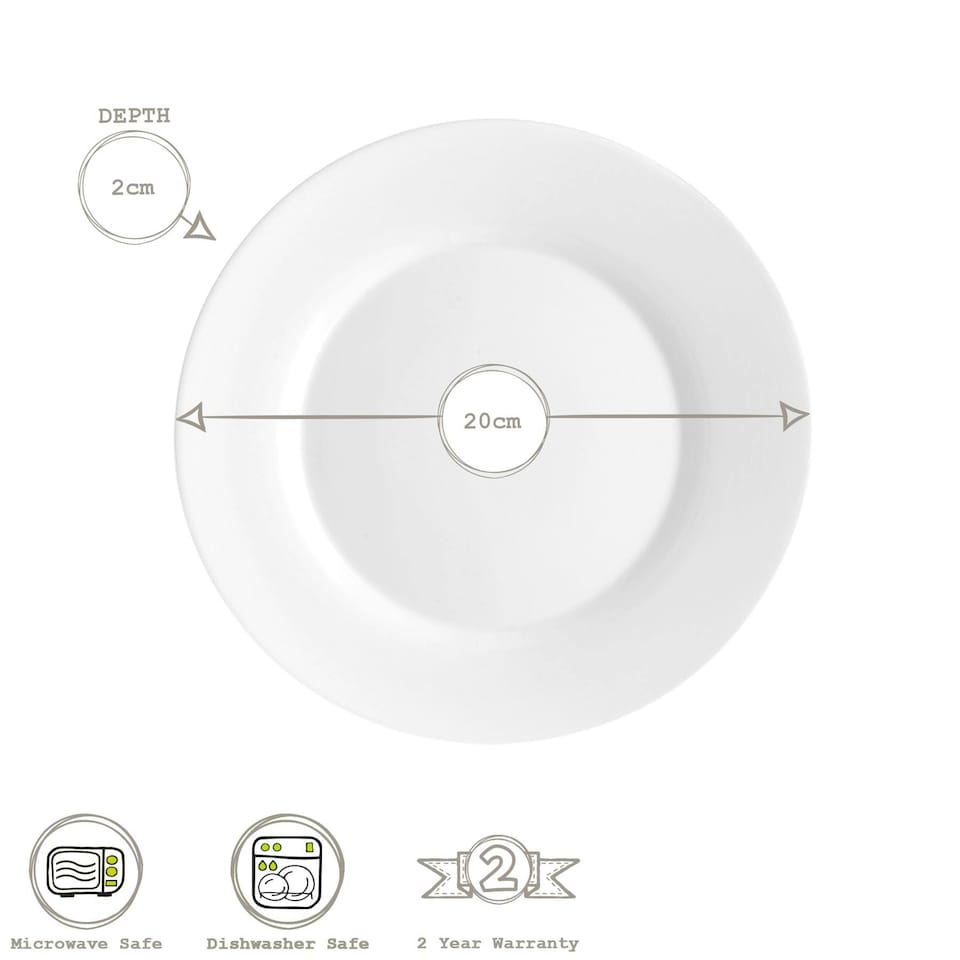 image 1 of Bormioli Rocco Toledo Glass Dessert Plates - 20cm - White - Pack of 6 White
