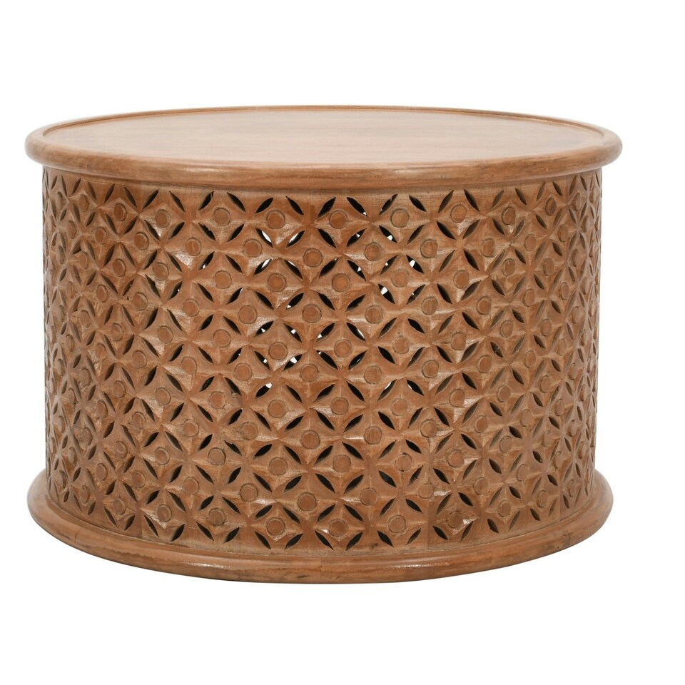 image 1 of Viva Mango Wood Round Coffee Table Brown