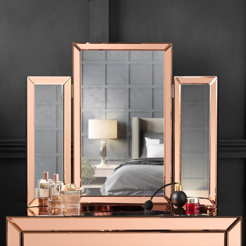CARME Home - Paloma Rosegold Tri-Fold Mirror - Tesco Groceries