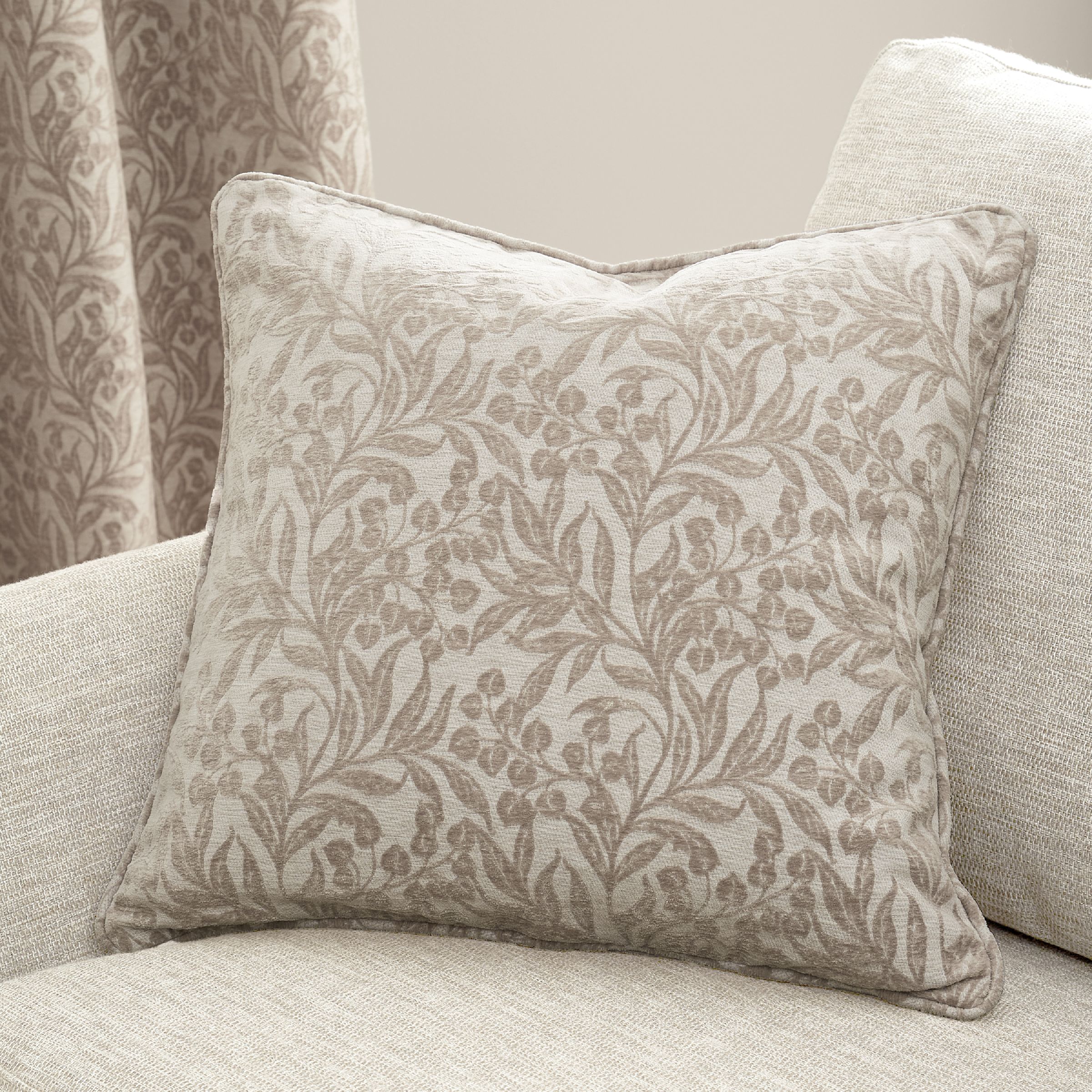 Bianca 'Chenille Leaves' Cushion in Natural | Size: 50 cm x 50 cm