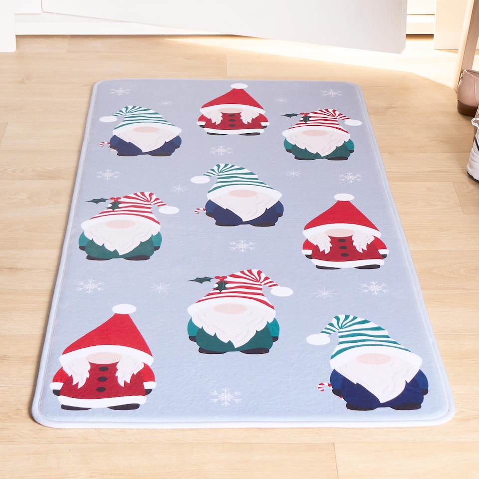 image 1 of OHS House Door Kitchen Floor Rug Christmas Gonk Runner, Grey - 50 x 120cm