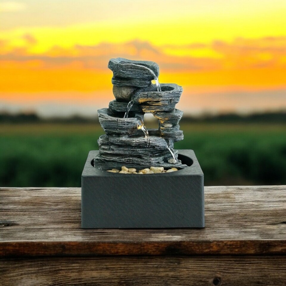 image 1 of Table-Top Water Fountain - L18 x W18 x H24 cm