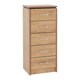 image 1 of Charles 5 Drawer Narrow Chest - L40 x W50 x H116.5 cm - Oak Effect Veneer with Walnut Trim