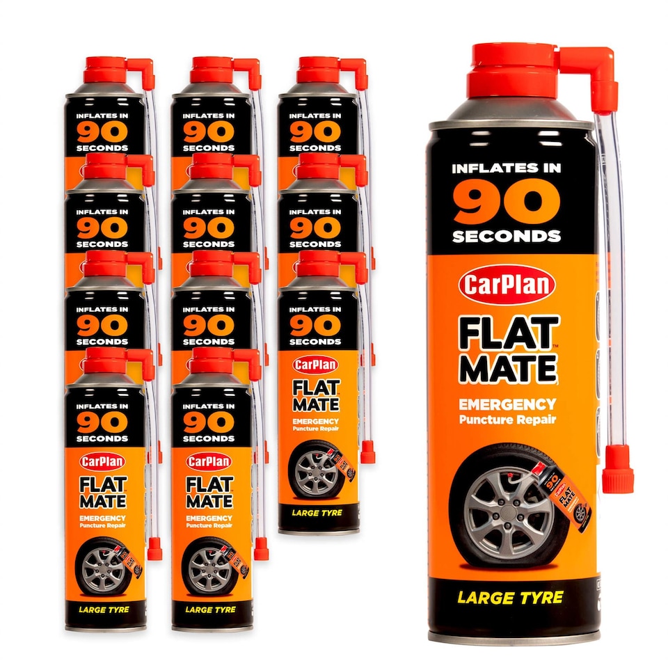 image 1 of CarPlan Flat Mate Large Tyre Inflator Emergency Puncture Repair Seal 12x 500ml