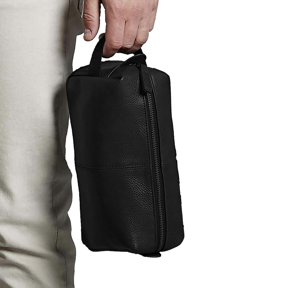image 1 of Quadra NuHide Faux Leather Washbag (Pack of 2) - Black - One Size Black