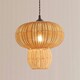 image 3 of ValueLights Portobello Natural Rattan Mushroom Easy Fit Ceiling Lamp Shade with LED Bulb Brown