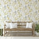 image 1 of Fresco Watercolour Leaves Ochre Wallpaper | Yellow | Yellow | 10m Length x 52cm Width