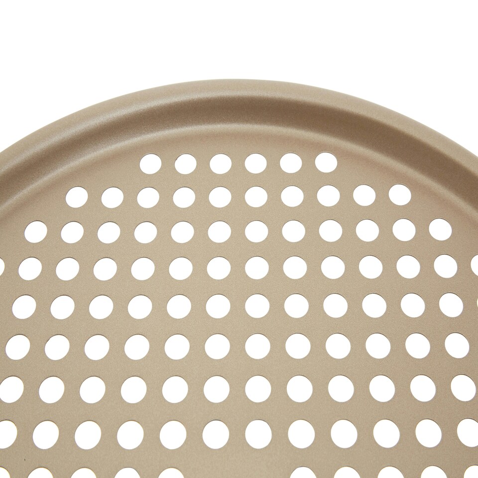 image 1 of Interiors by Premier Functional Design Round Pizza Crisper, Non-Stick Carbon Steel Tray With Air Vents For Crispy Crust, Durable Multi