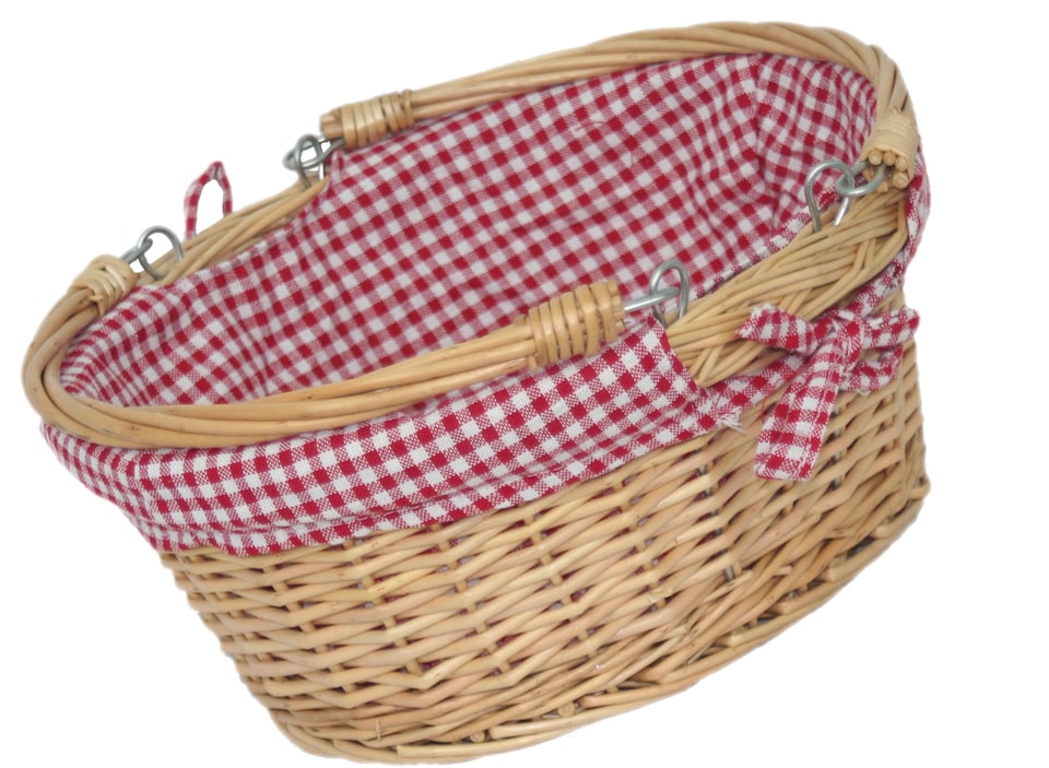 image 1 of Small Swing Handle Shopping Basket With Red and White Check | Red | Red Checked | L