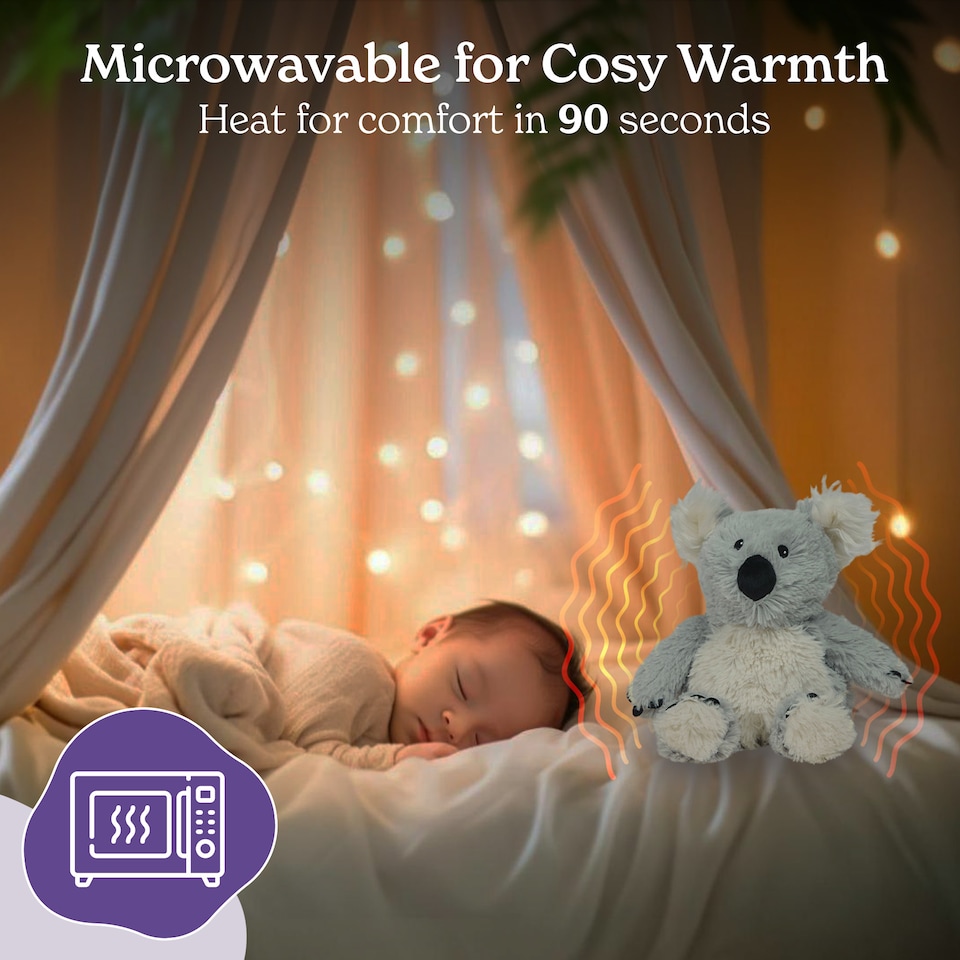 image 1 of Warmies Koala Junior Plush Microwavable Heat Pad, Hot or Cold Cuddly Plushie, Lightly Scented with French Lavender, Soft Microwave Heat Cushion
