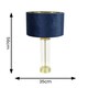 image 3 of ValueLights Balan Glass with Gold Table Lamp and Navy Blue Velvet with Metallic Gold Inner Lamp Shade Blue
