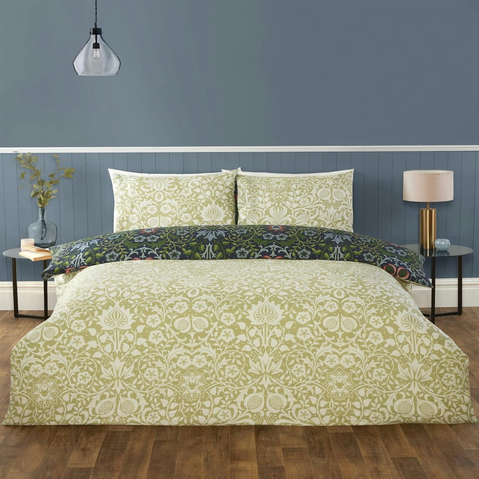 image 1 of Heritage Flora Duvet Cover Set Navy Blue | Single