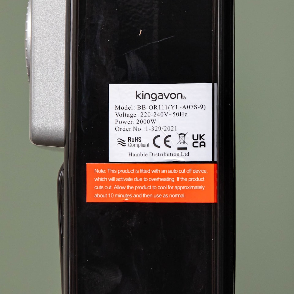 image 1 of 2000w 2kw 9 Fin Slimline Black Oil Filled Radiator Heater with Adjustable Thermostat