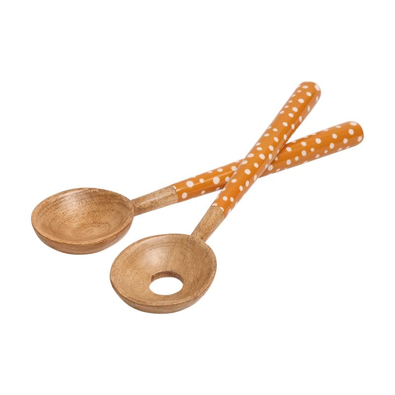 dexam Sintra Mango Wood Spotted Salad Servers - Ochre