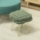 image 7 of HOMCOM Woven Velvet Foot Stool with Steel Legs for Living Room, Dark Green Green
