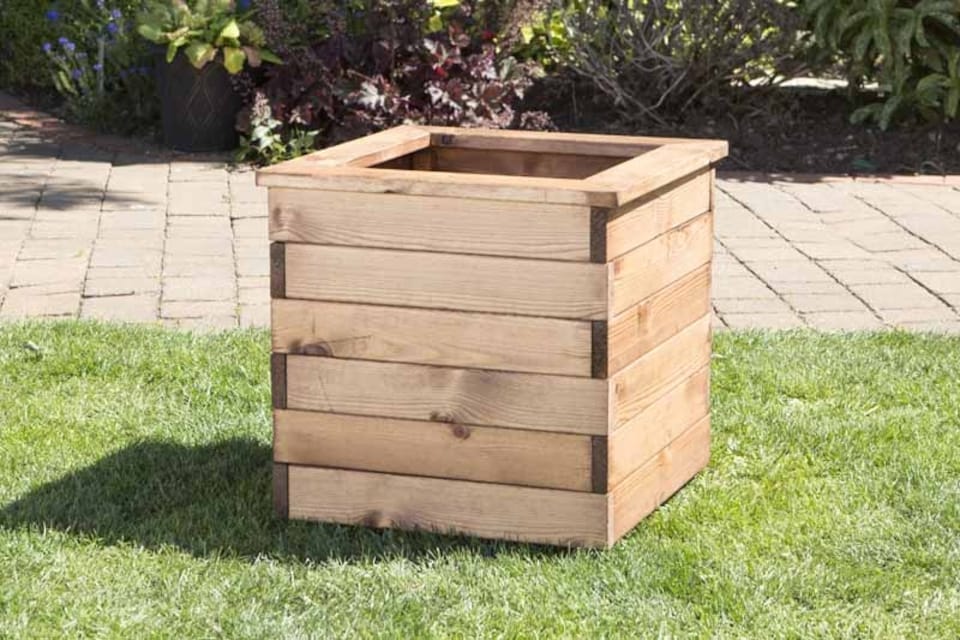 image 1 of 4Pc Large Square Planter - Wood - L47.5 x W47.5 x H39.5 cm - Fully Assembled | Brown