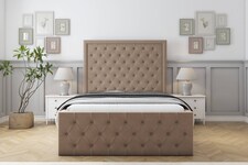 Sloomy Vienna Mink Plush Bed Frame With Mattress With 50" Upholstered Headboard 6' Super King
