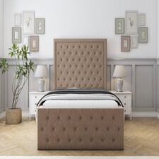 Sloomy Vienna Mink Plush Bed Frame With Mattress With 50" Upholstered Headboard 6' Super King