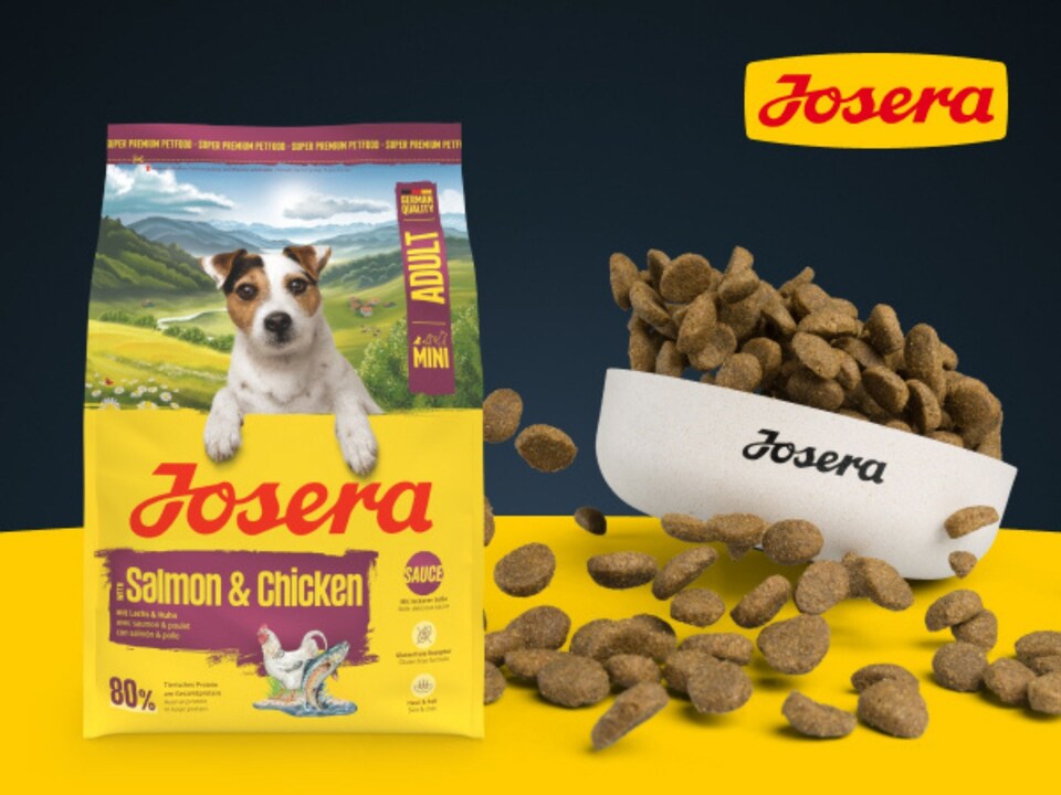 image 1 of Josera Mini Adult Salmon & Chicken complete dog food | For fussy small & toy breeds | Feed dry or wet for delicious gravy | Gluten free | Skin & coat | 0.9kg