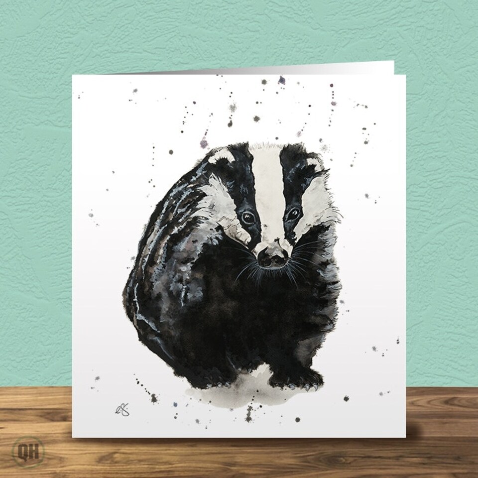 image 1 of Watercolour Badger "The Visitor" - Elizabeth Grant Art Card