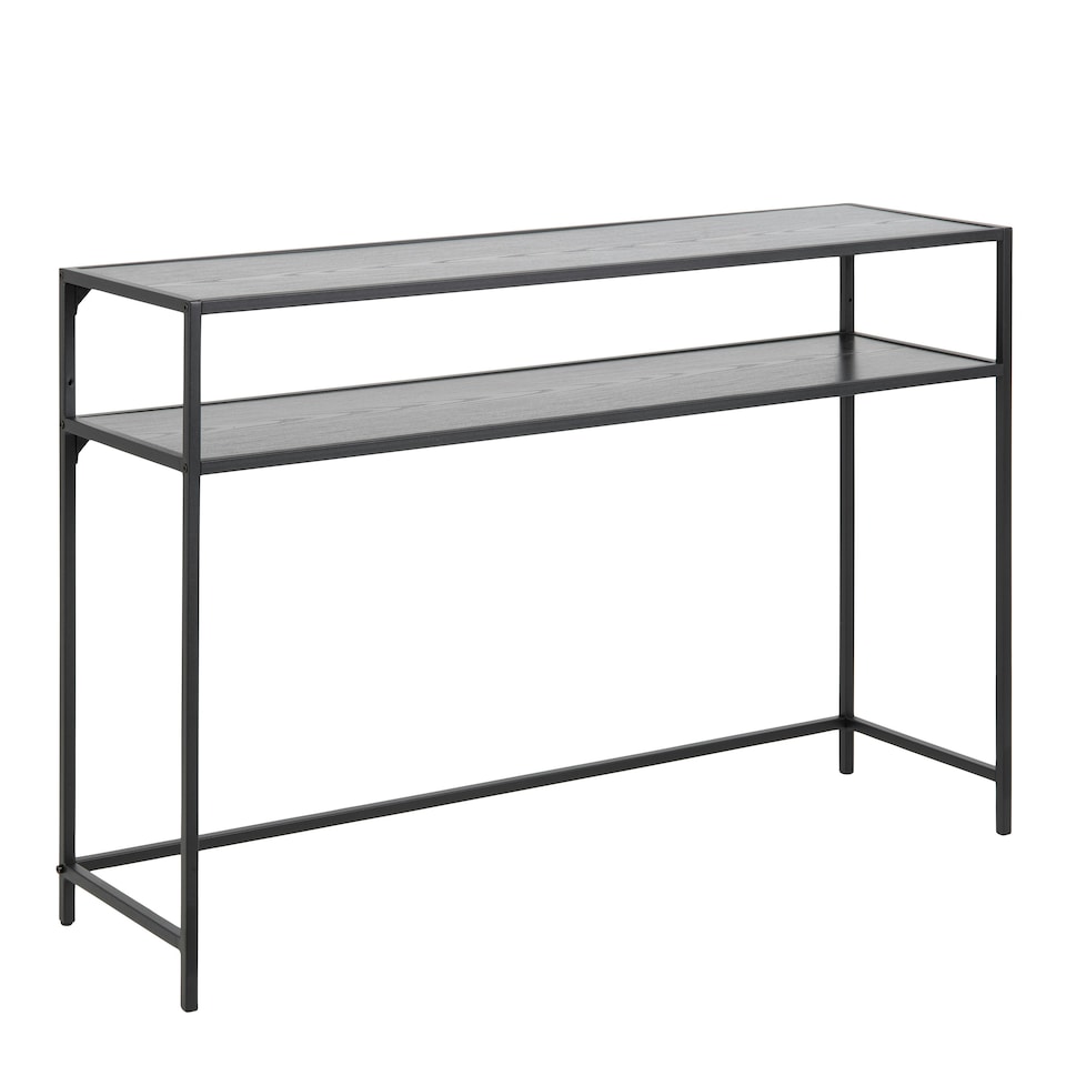 image 1 of Seaford Black Metal Console Table With Black Top