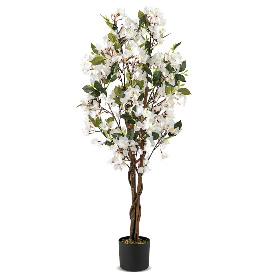 image 1 of COSTWAY 120cm Artificial Bougainvillea Tree Plant White White | One Size