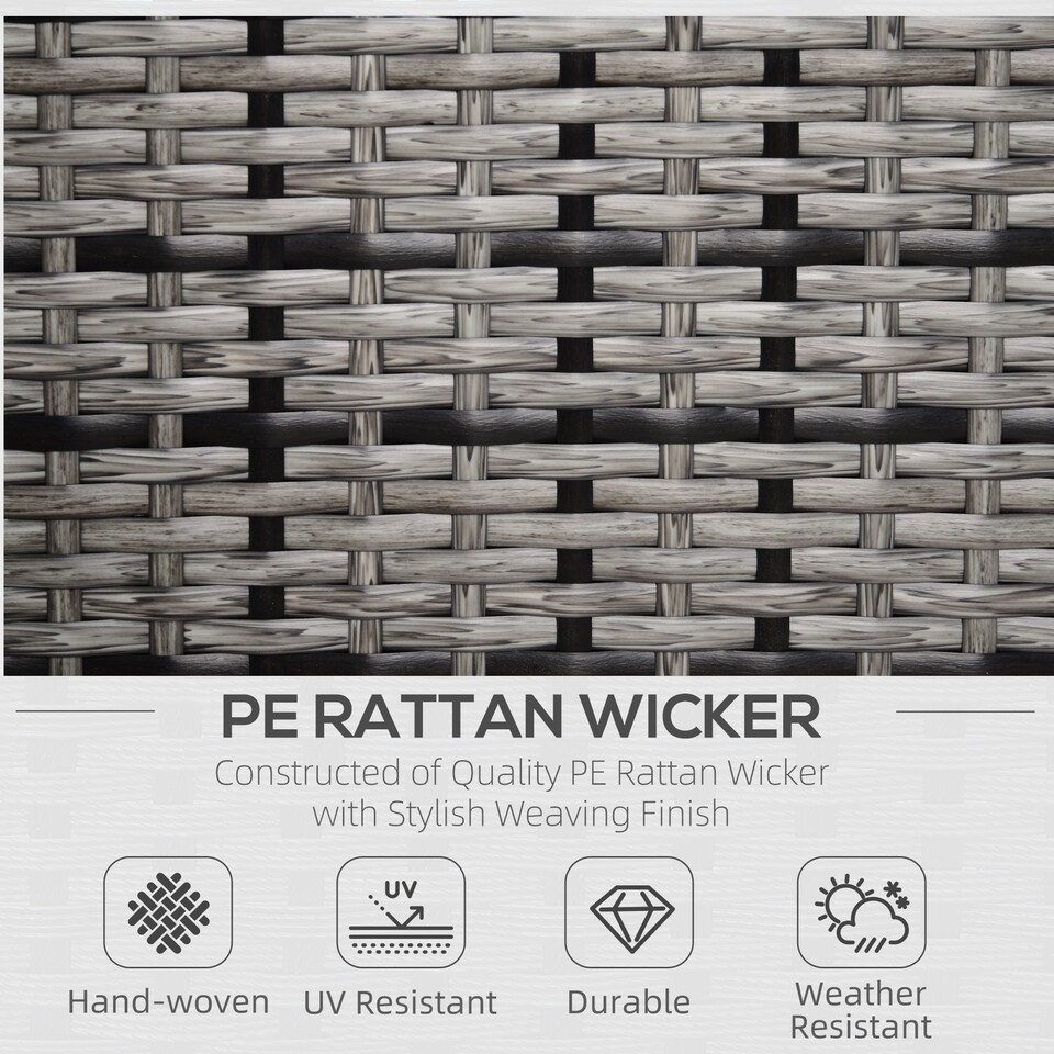 image 1 of Outsunny Single Seater Rattan Chair, PE Wicker Garden Armchair with 10 cm Thickened Cushion, All-Weather Rattan Garden Chair with Armrests, Grey | Grey | Grey | One Size