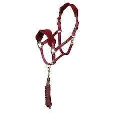 ARMA Fleece Horse Headcollar and Leadrope - Burgundy - Full