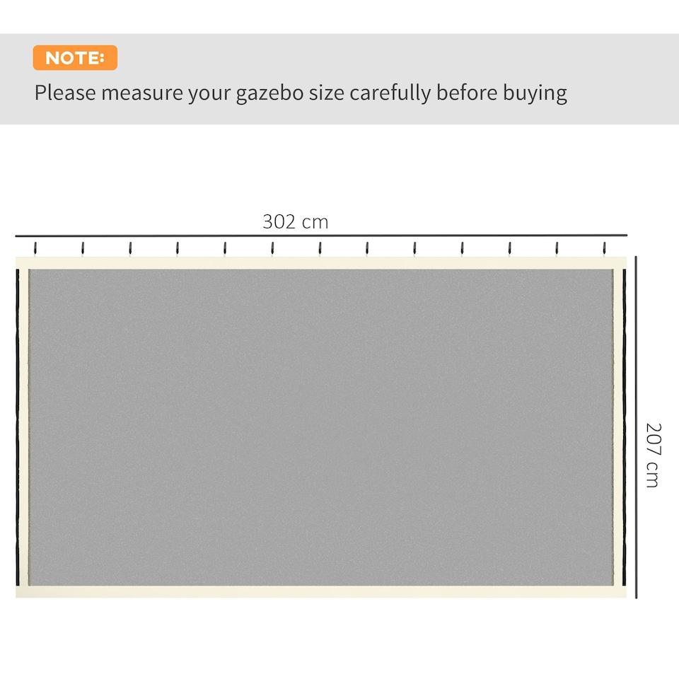 image 1 of Outsunny 302 x 207cm Universal Replacement Gazebo Mesh Netting Screen Walls