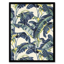 Banana Plant Leaves Foliage Tropical Living Room Black Framed Wall Art Print A4