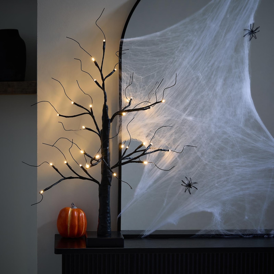 image 1 of OHS 64cm Halloween LED Twig Tree Light Black Illuminated Tabletop Accent