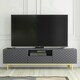 image 2 of Grey TV Unit 180cm Diamond Fronts Gold Legs Modern Media Cabinet | Grey | One Size | 1