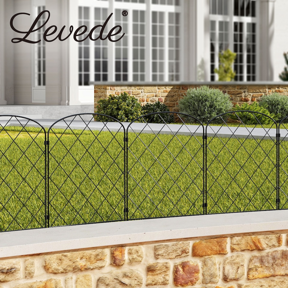 image 1 of Levede 10 Pack Metal Garden Fence Decorative Animal Barrier Pet Border Outdoor | Black