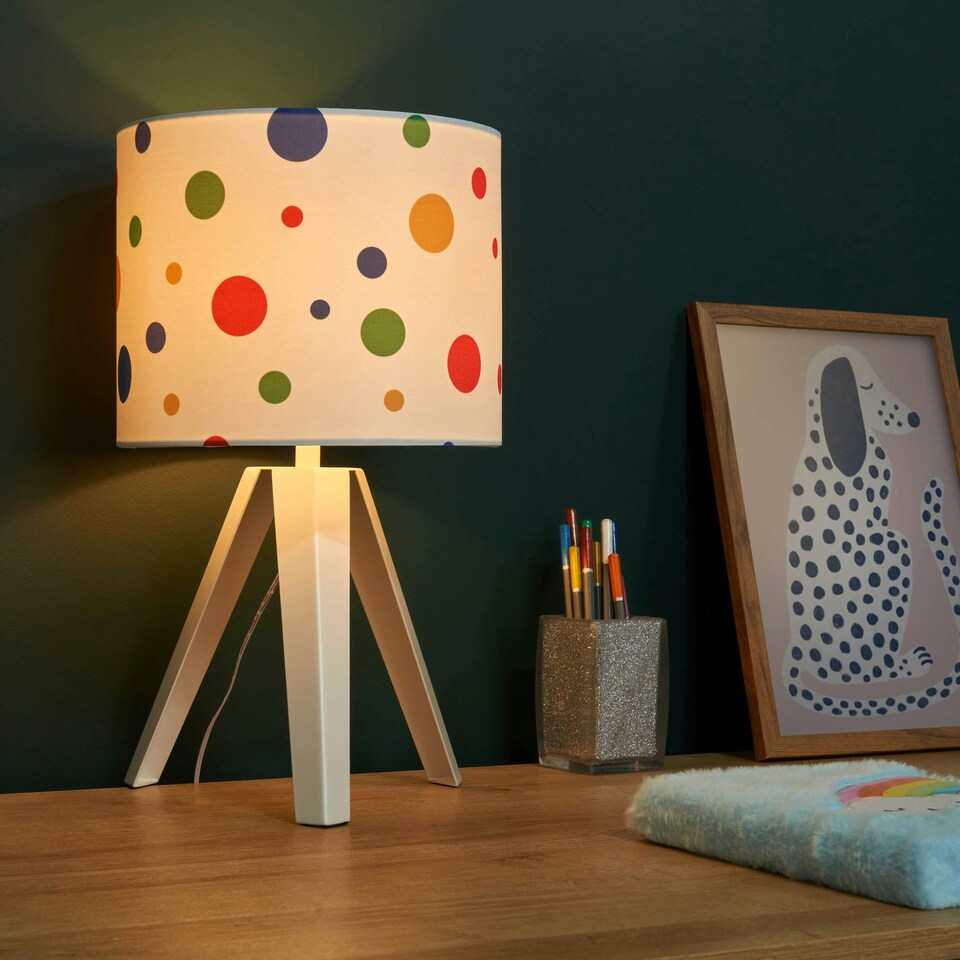 image 1 of BHS Glow Kid's LED Dots Tripod Table Lamp, White