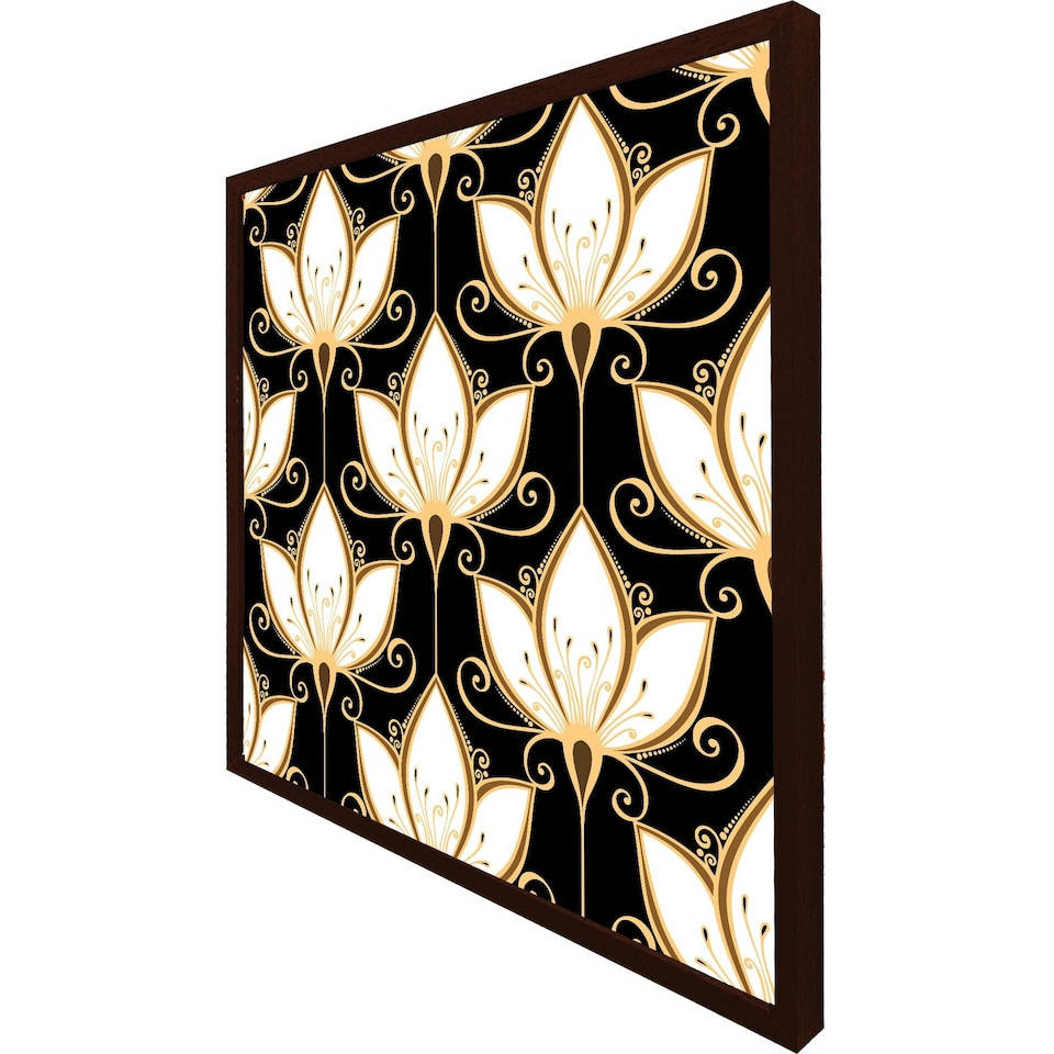 image 1 of Black& gold floral pattern (Picture Frame) Black | XL