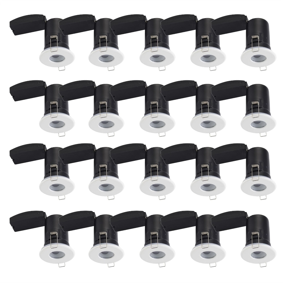 image 1 of Set of 20 - White IP65 Bathroom Recessed Fire Rated Downlights
