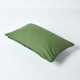 image 3 of Homescapes Cotton Plain Olive Green Rectangular Cushion Cover - 30 x 50 cm | Green | Olive Green | 1