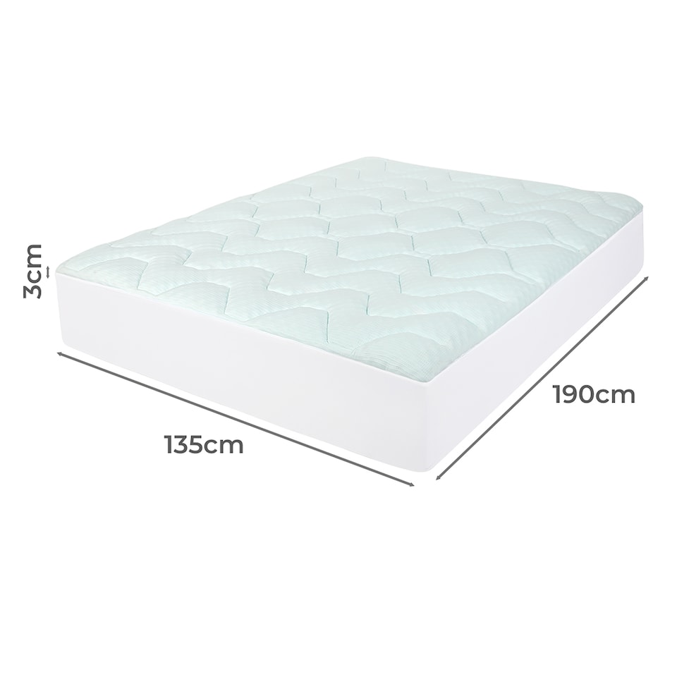 image 1 of Lavio Mattress Topper Pillowtop Memory Foam Bamboo Cover Bed Protector | White | Double