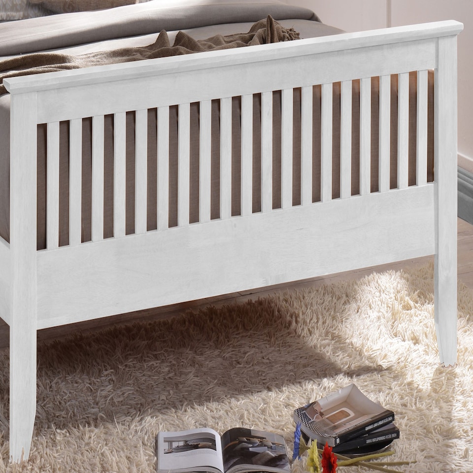 image 1 of 3ft Single White Shaker Wood Wooden Bed Frame Bedstead High Foot End