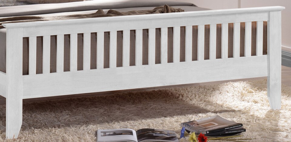 image 1 of 3ft Single White Shaker Wood Wooden Bed Frame Bedstead High Foot End