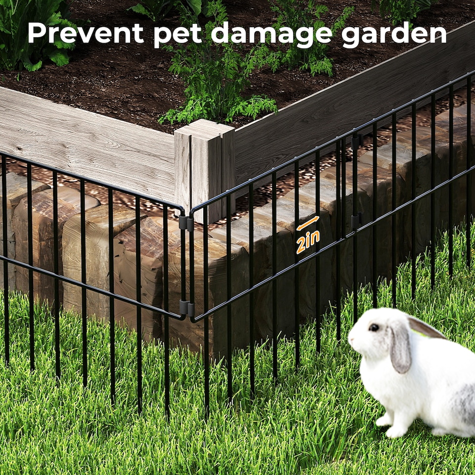 image 1 of Levede 10 Pack Metal Garden Fence Decorative Animal Barrier Outdoor Pet Border | Black