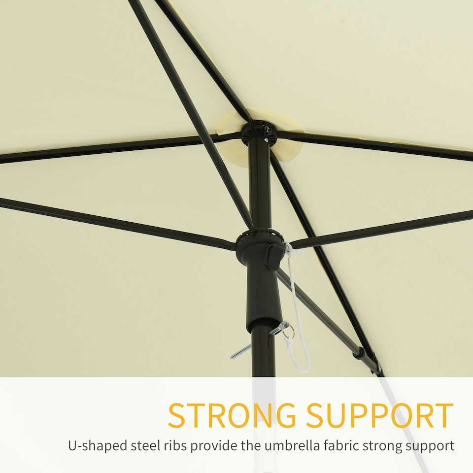 image 1 of Outsunny Aluminium Sun Umbrella Parasol Patio Rectangular 2M x 1.3M Off-White
