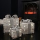 image 4 of Set of 3 Battery Operated Gold Sparkly Christmas Gift Boxes with LEDs