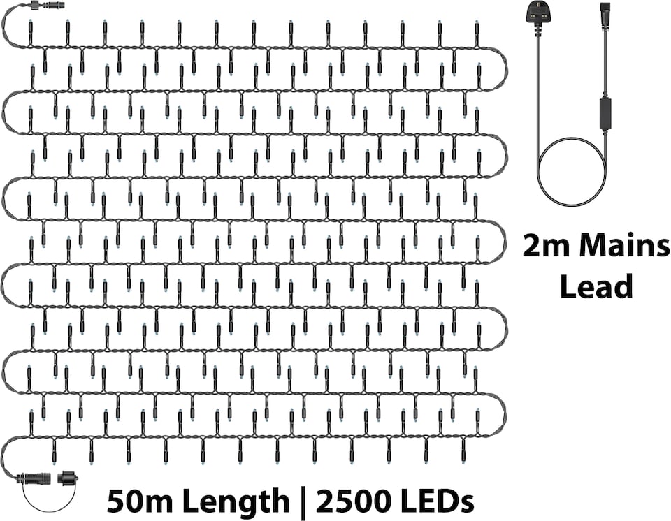 image 1 of Cluster Lights Black Rubber IP65 RGB 50M
