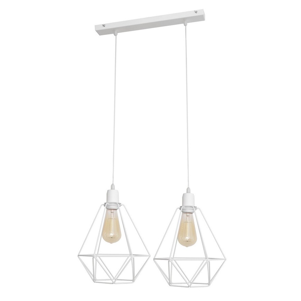 Karo Straight Bar Pendant Ceiling Light White 50cm