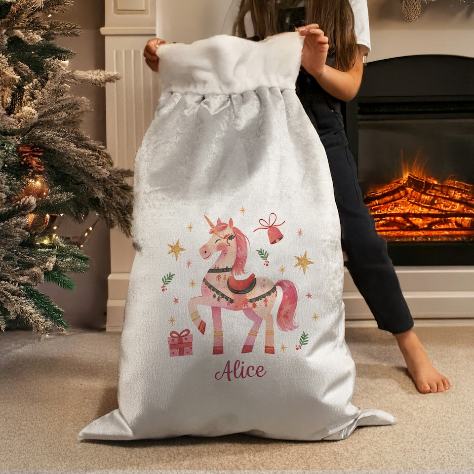 image 1 of Personalised Unicorn Christmas Sack