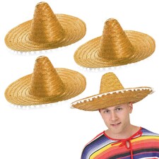 Orange Mexican Sombrero – Fancy Dress Hat with Pom-Pom Trim N/A | 3