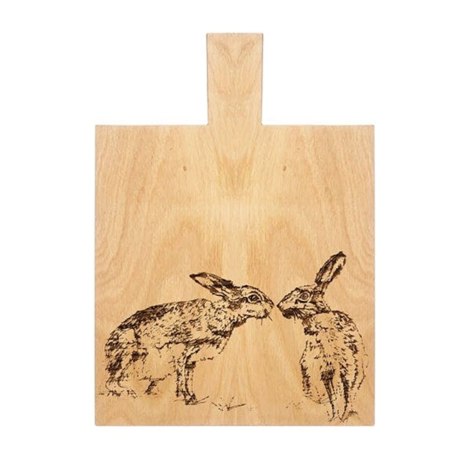image 1 of The Just Slate Company Kissing Hares Medium Oak Serving Paddle
