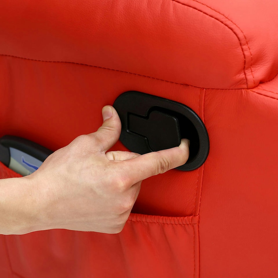 image 1 of Caesar Bonded Leather Recliner Rocking Swivel Heat & Massage Chair (Red)