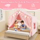 image 4 of COSTWAY Kids Play Tent 3-4 Kids Large Play Tent House w/Screen Curtains-Pink